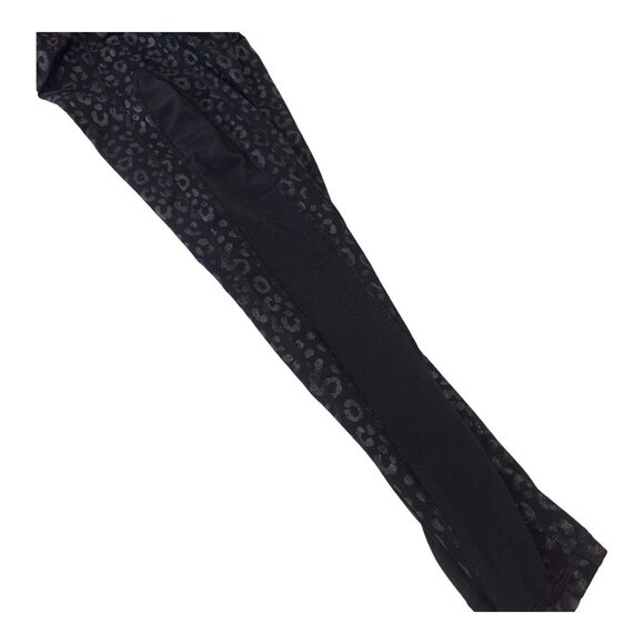 Victoria Sport Women SZ XS Black Leopard Print Leggings-Mesh Sides-Gym Yoga Comf - Picture 9 of 12